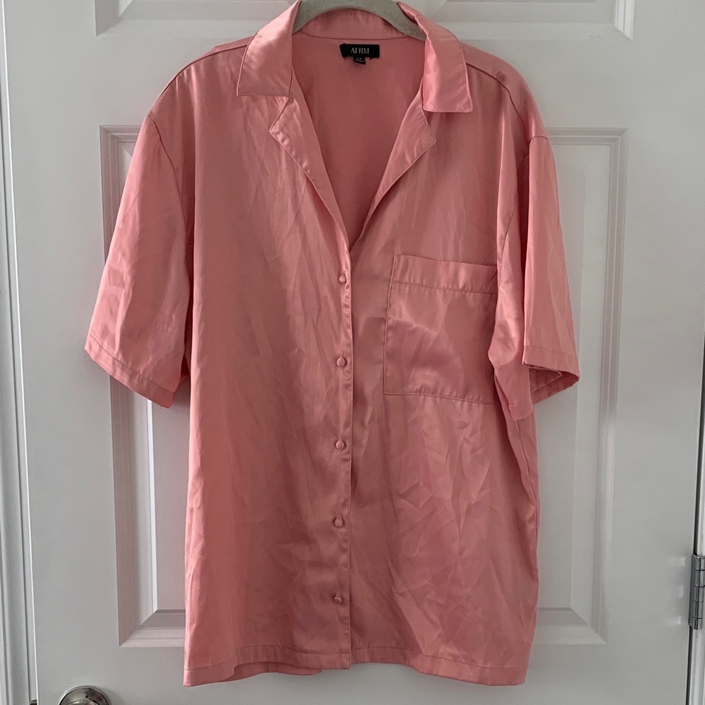 AFRM Pink Button-Up Shirt S/M oversized